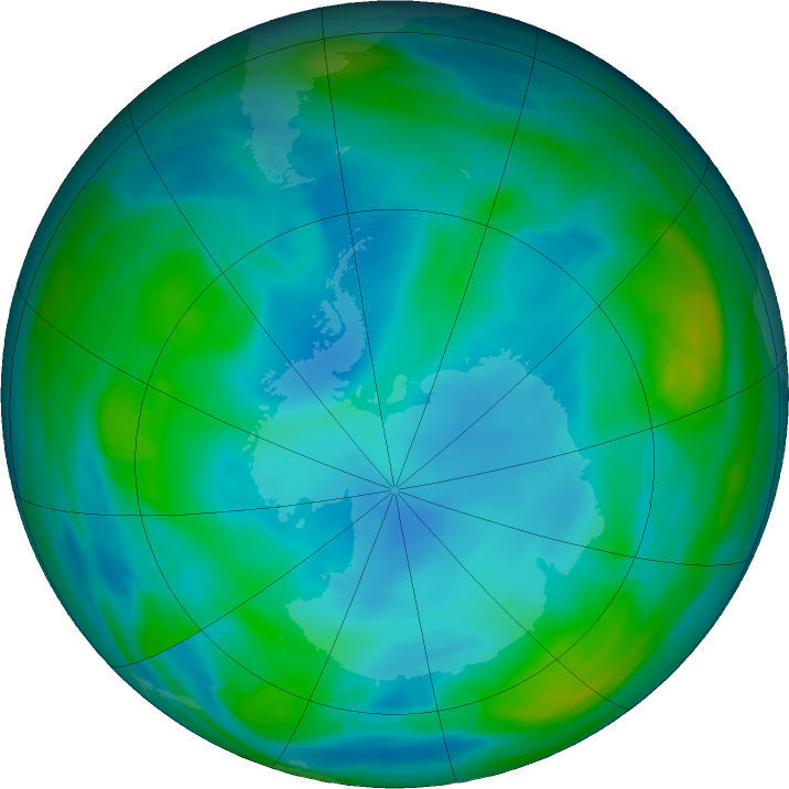 Antarctic ozone map for 27 June 2021